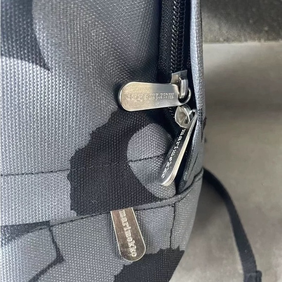 New Marimekko Gray/Black sliver floral print Patterned lightweight Backpack - Picture 3 of 6